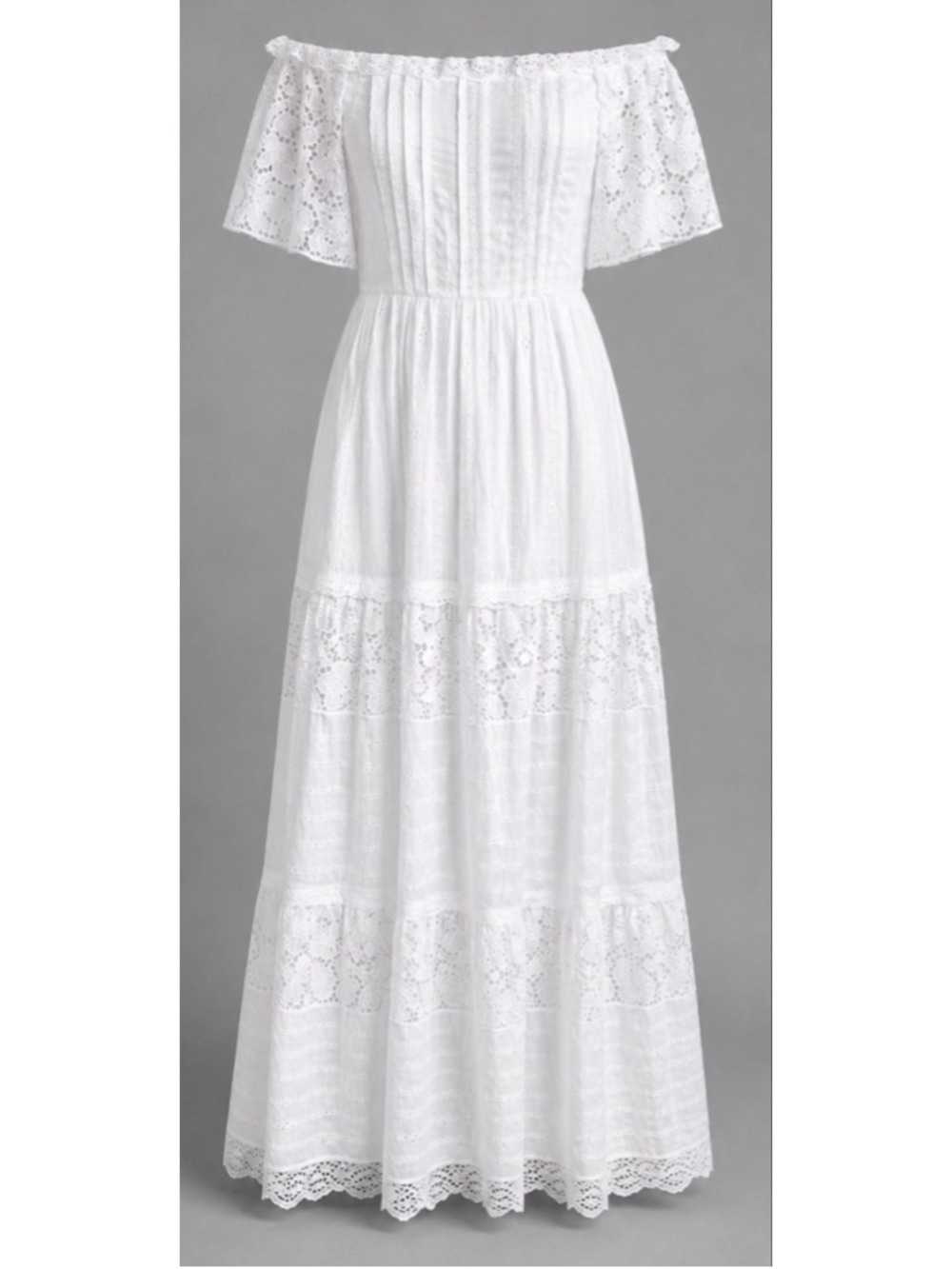NWT Valentino White Off-Shoulder Eyelet Maxi Dress Size 8 - Picture 2 of 9